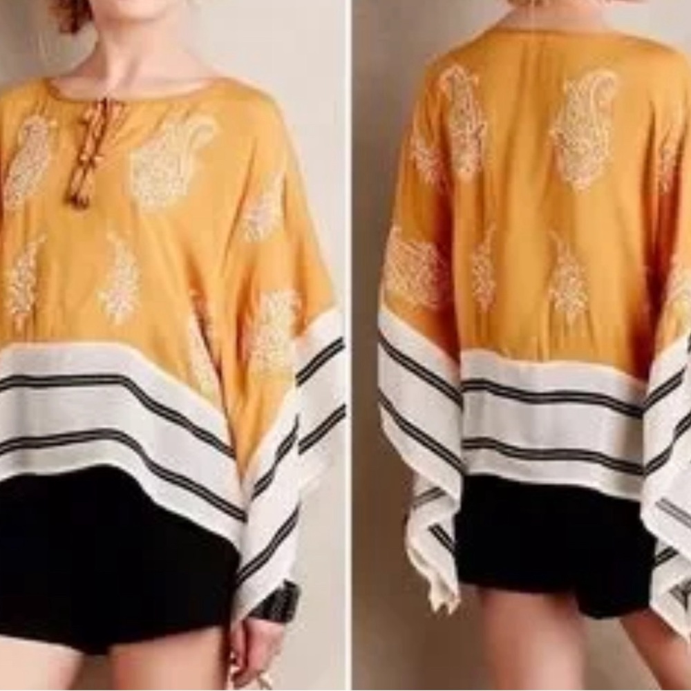 Anthropologie Floreat Sunglow Embroidered Detail Caftan Kimino Top. - Picture 2 of 14